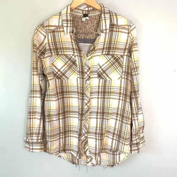 Free People Plaid western boho Button Down Size SP - Picture 2 of 8